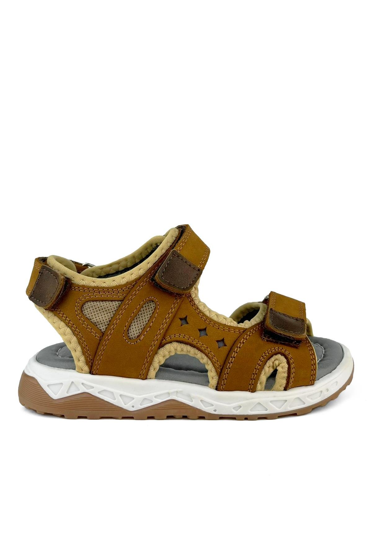 Kahverengi - Sarı Erkek Çocuk Sandalet