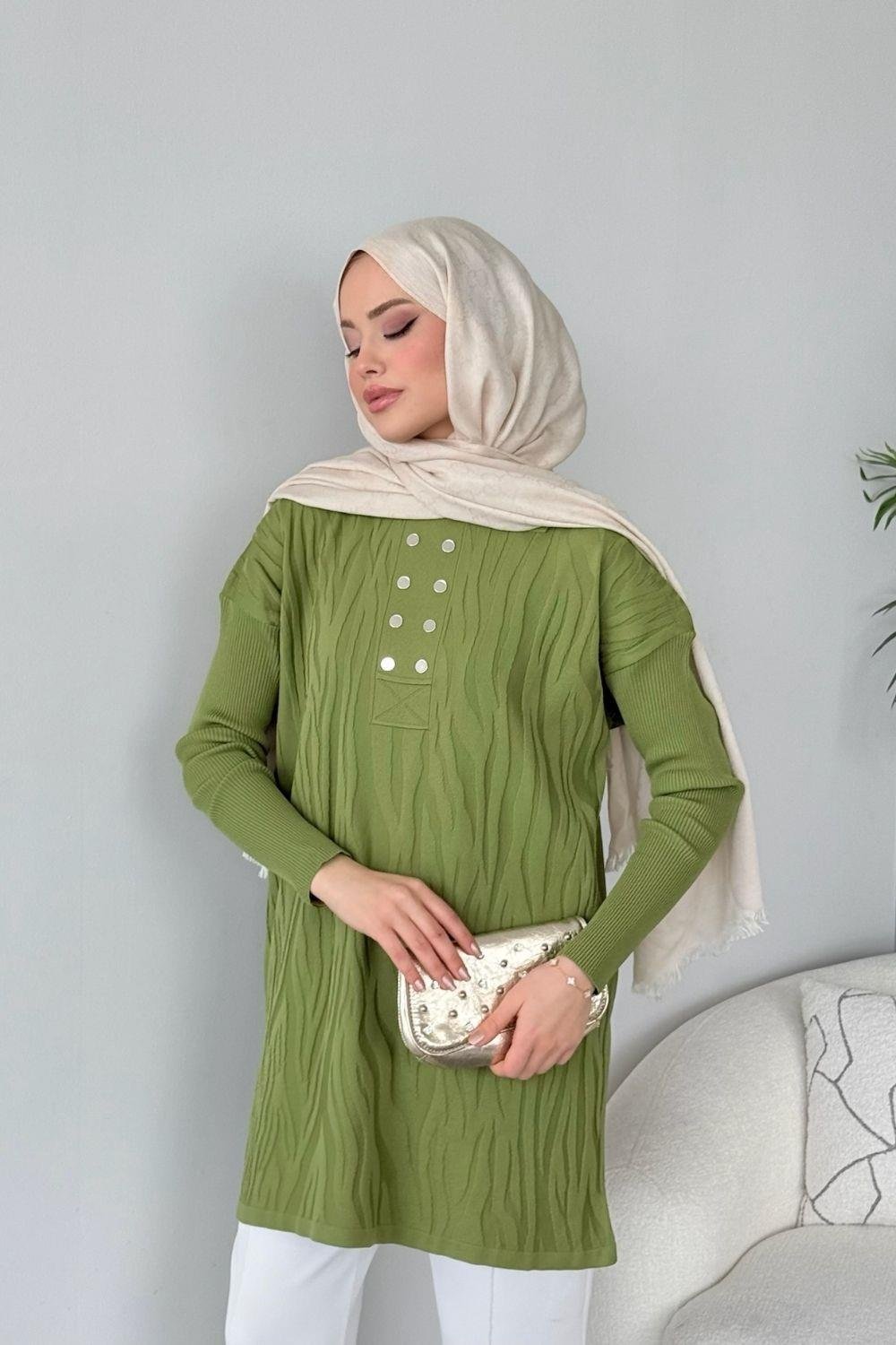 Zebra Desen Merserize Tunik Yeşil 241430 
