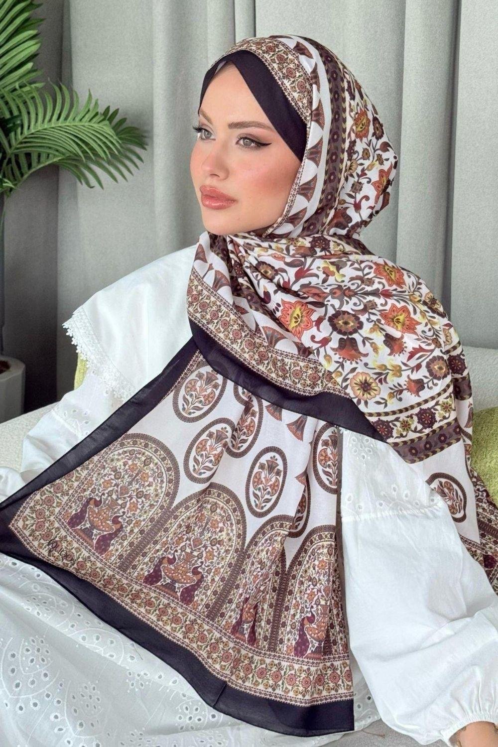Marsilya Dijital Şal Siyah 4022 