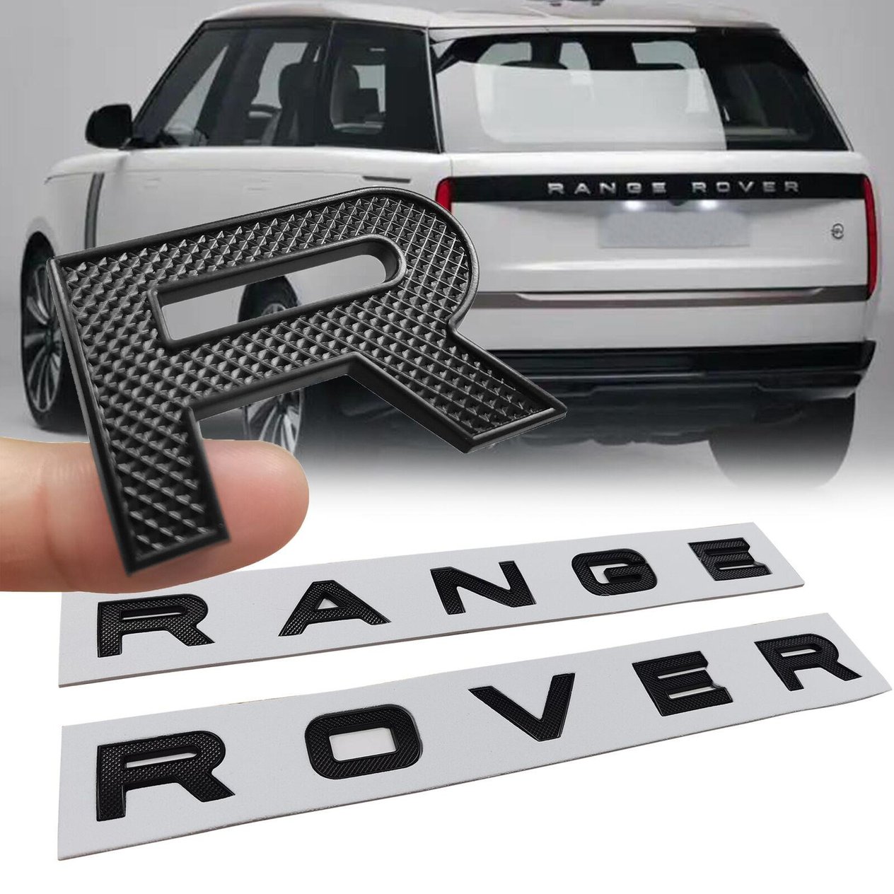 RANGE ROVER SPORT ÖN KAPUT ÜSTÜ YAZI SİYAH DESENLİ SİYAH ÇERÇEVELİ