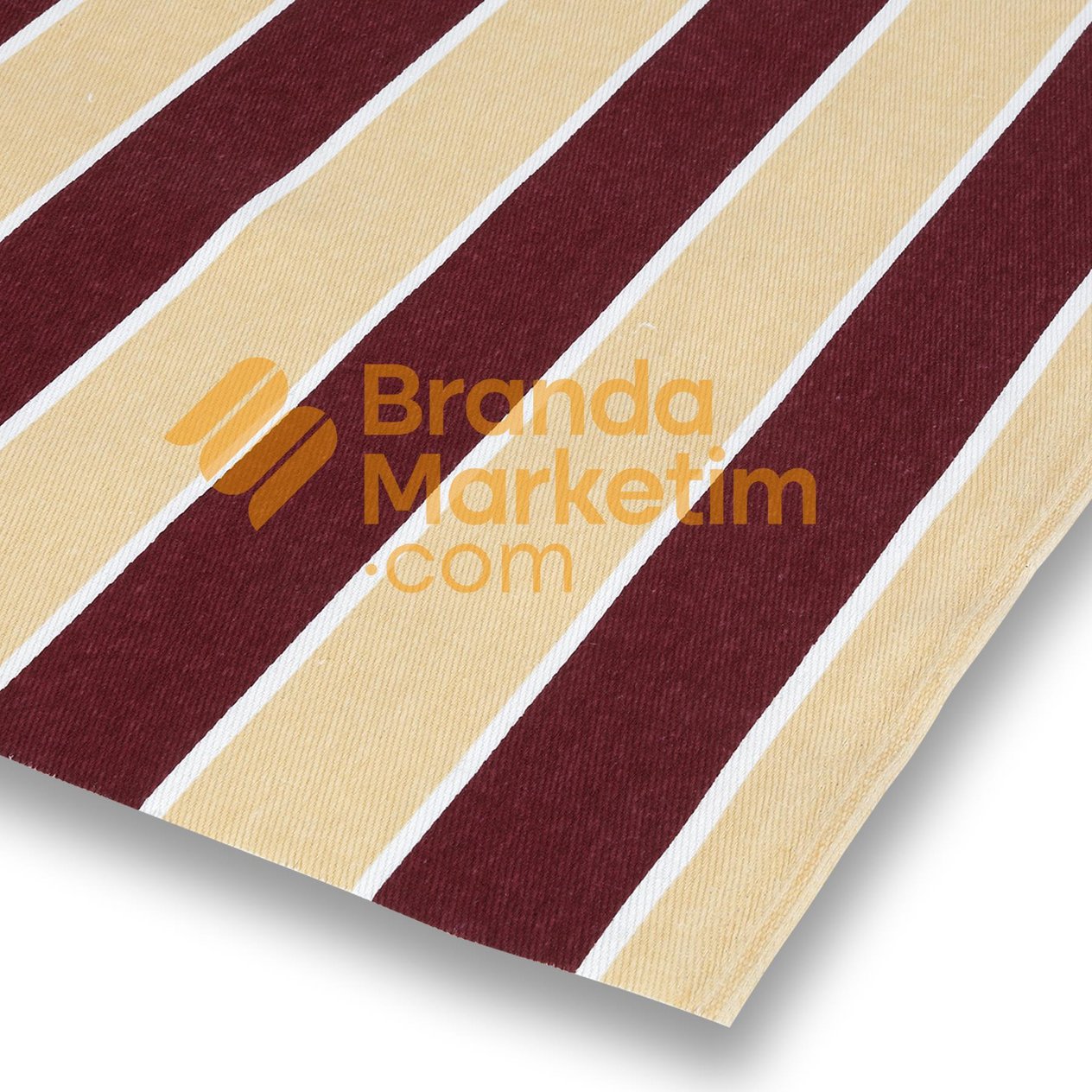 Pamuklu Balkon Brandası/Krem-Bordo Çizgili