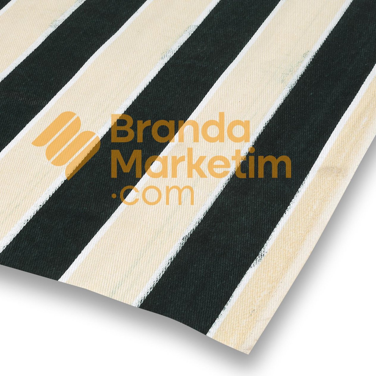 Cotton Balcony Tarpaulin/Cream-Dark Green Striped