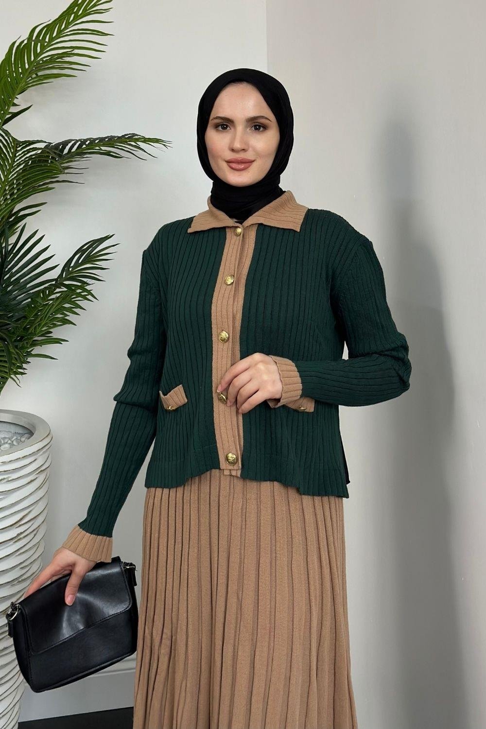Ambra Triko Etek Takım Zümrüt