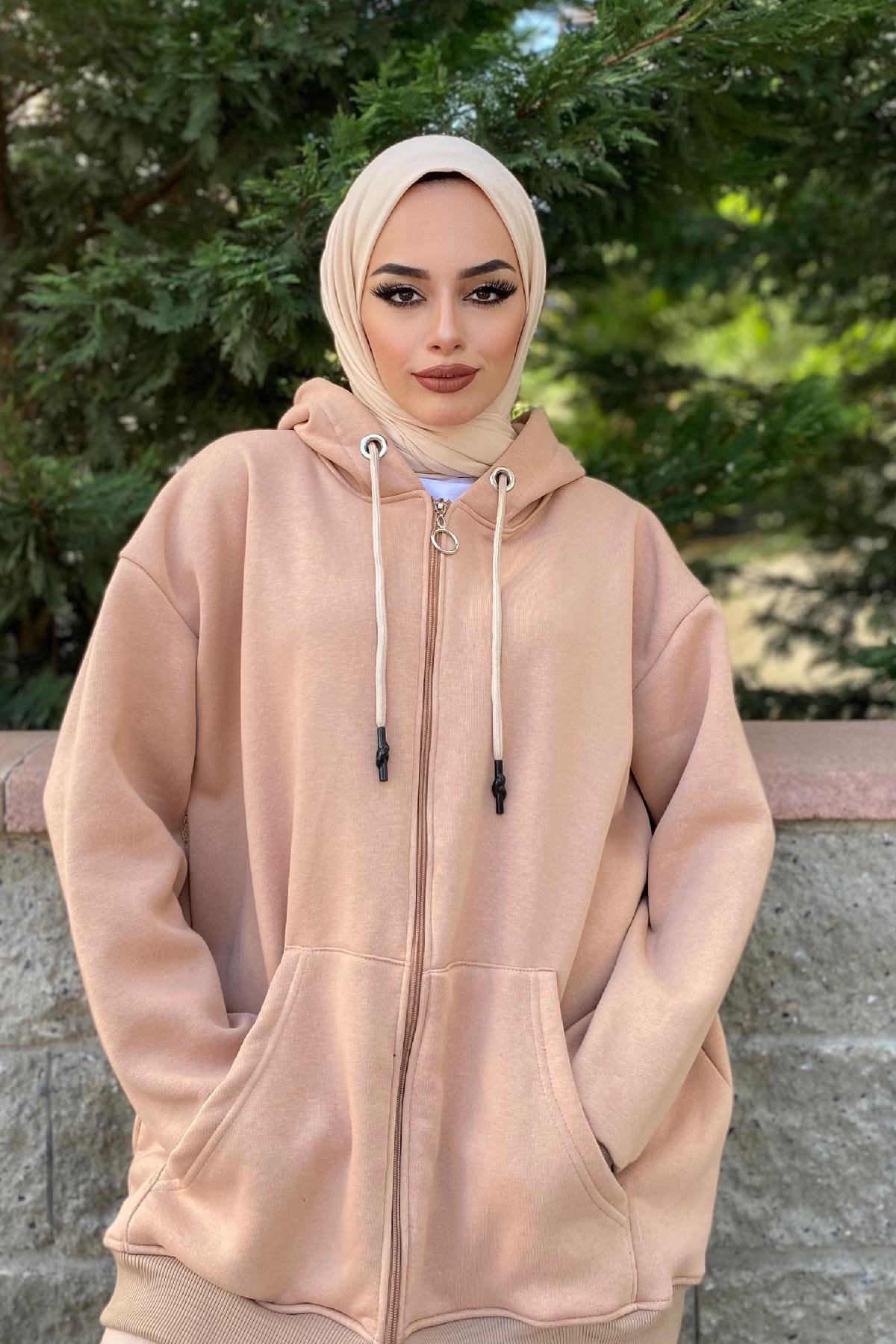Fermuarlı Sweat SütlüKahve