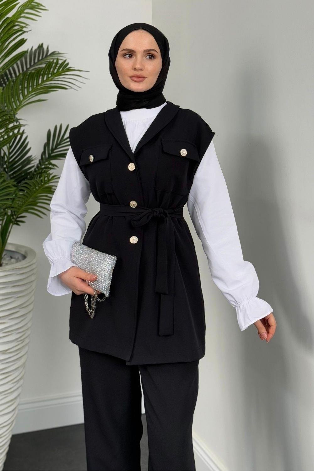 Nicolette Üçlü Pantolon Takım Siyah