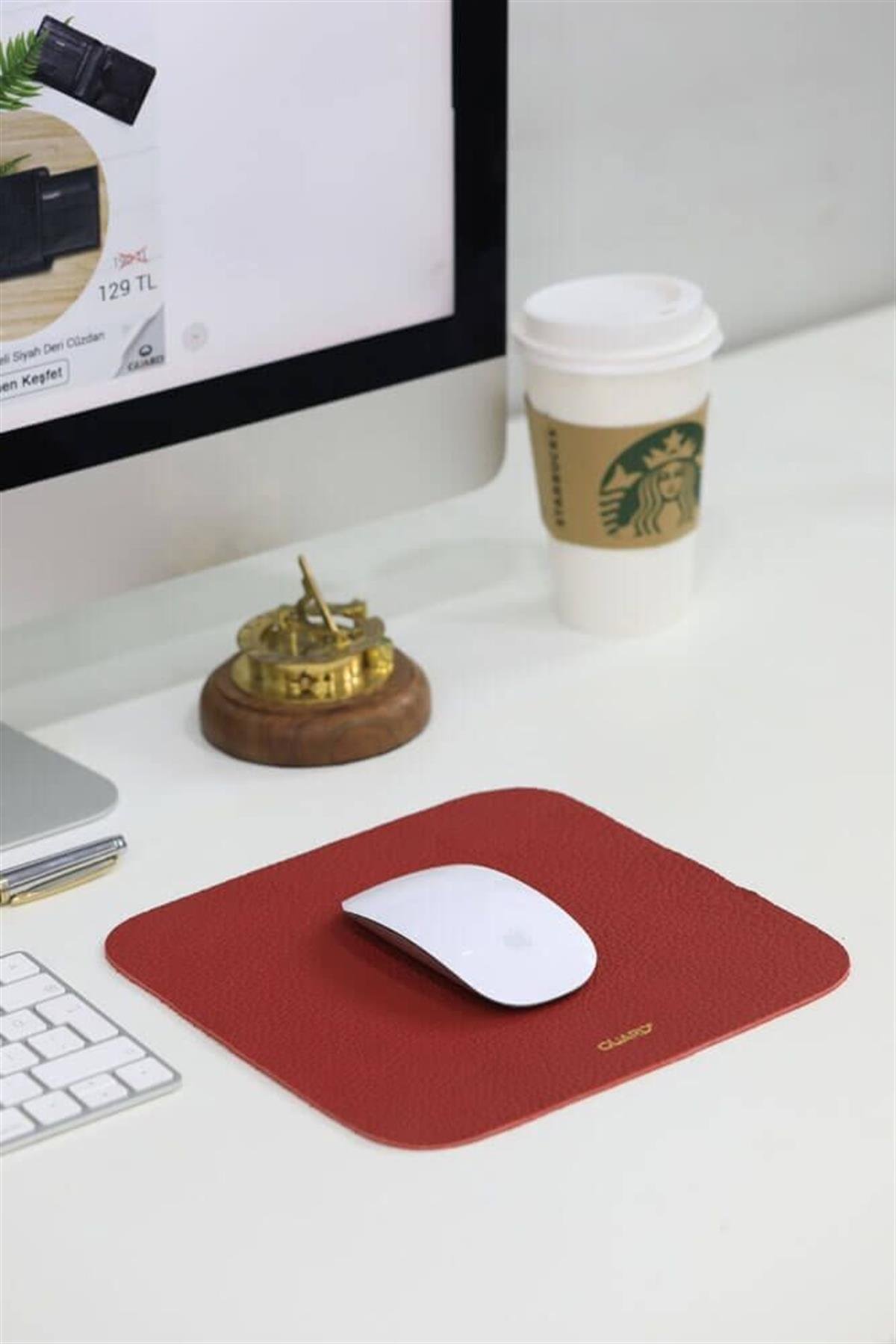 Guard Kırmızı Deri Mouse Pad 22 x 22 Cm