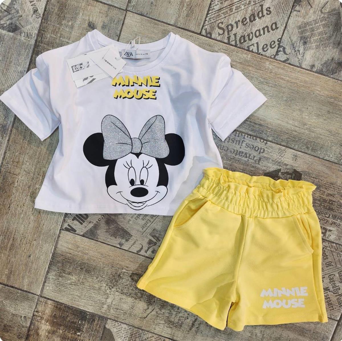 Kız Çocuk Minnie Mouse Şortlu Alt Üst Takım