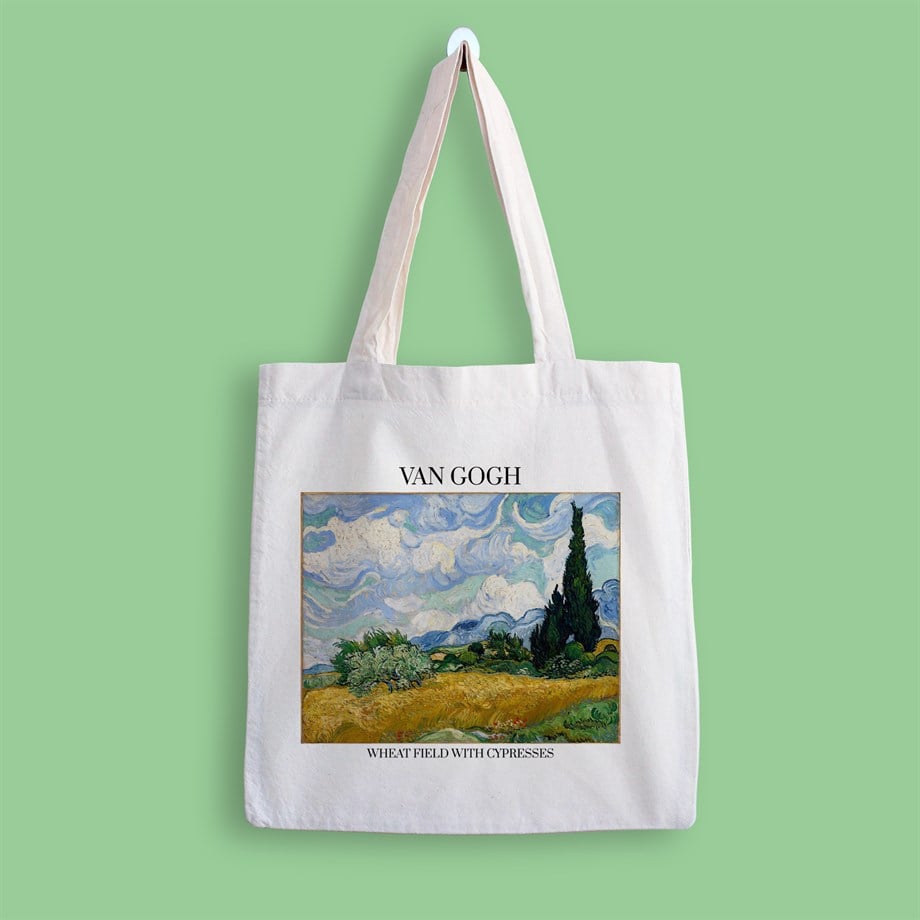 Van Gogh Wheat Fields Baskılı Bez Çanta