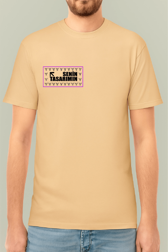 24/1 Düz Ön Arka Sizin Tasarımınız Oversize T-shirt - Bej