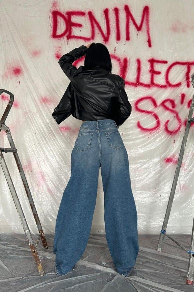 Mavi Geniş Paça Jeans Pantolon