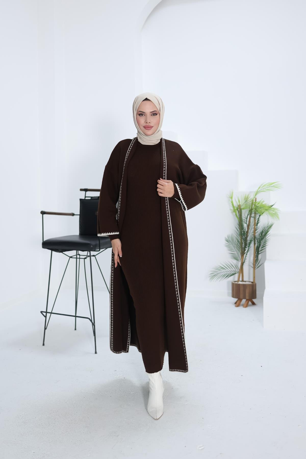 Acı Kahve Çoban Dikişli Hırka Nsr18204