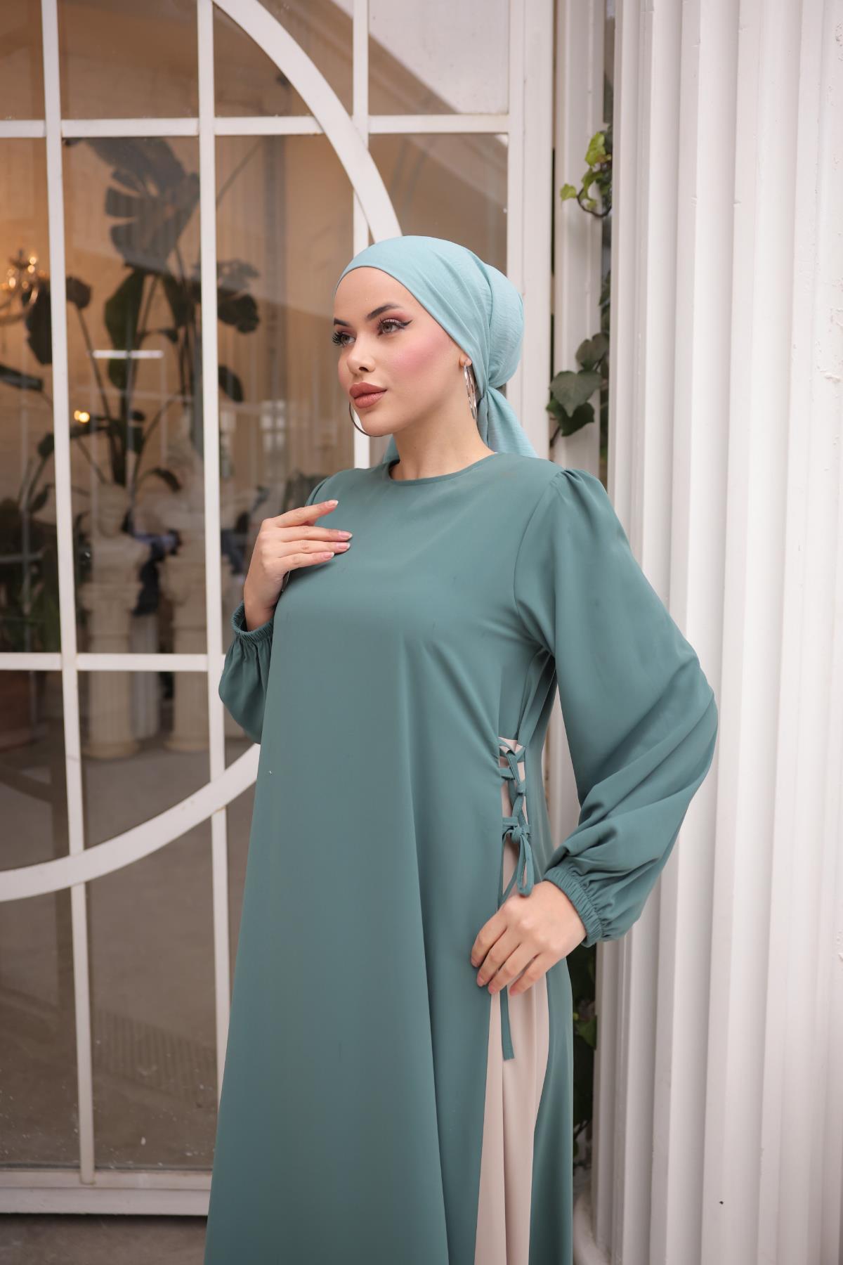 Mint Yandan Garnili Elbise Nsr5061