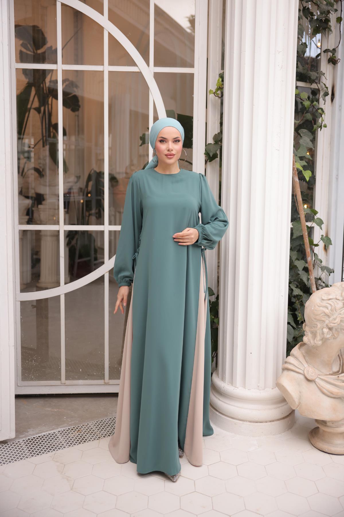 Mint Yandan Garnili Elbise Nsr5061