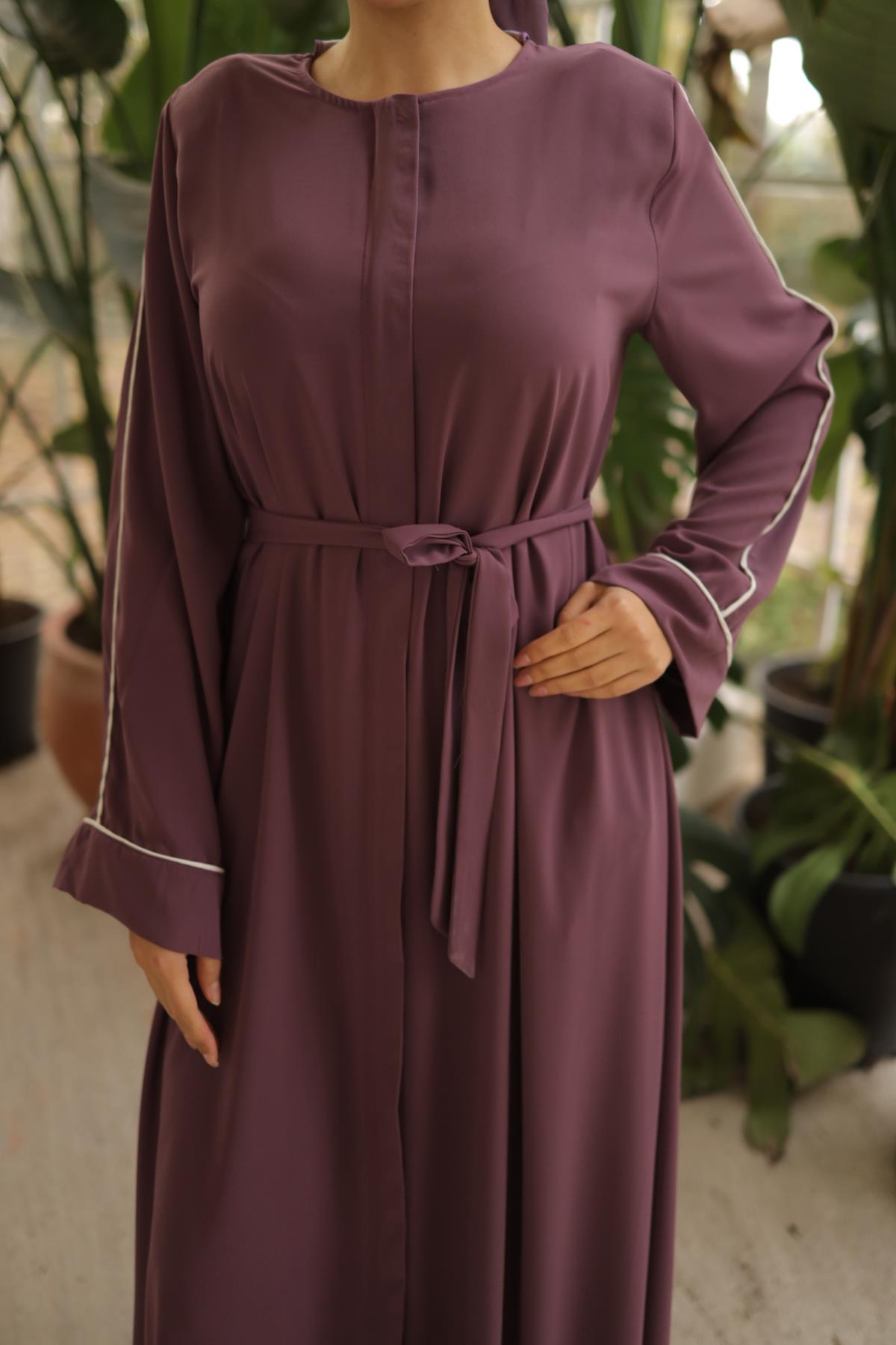 Mürdüm Gizli Patlı Biyeli Abaya Kol Ferace Nsr5058