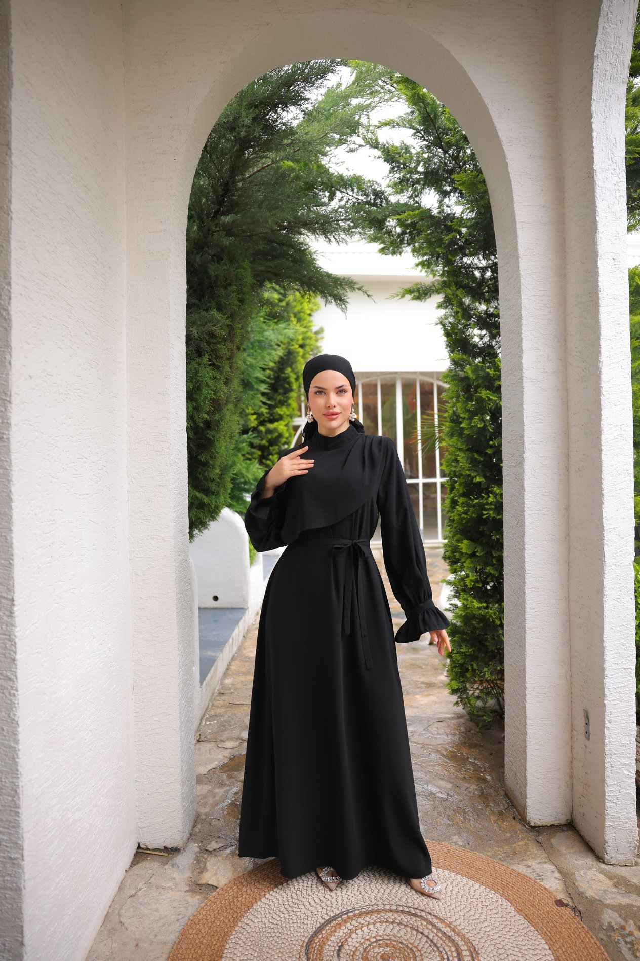 Siyah Anvelop Detaylı Elbise 5085