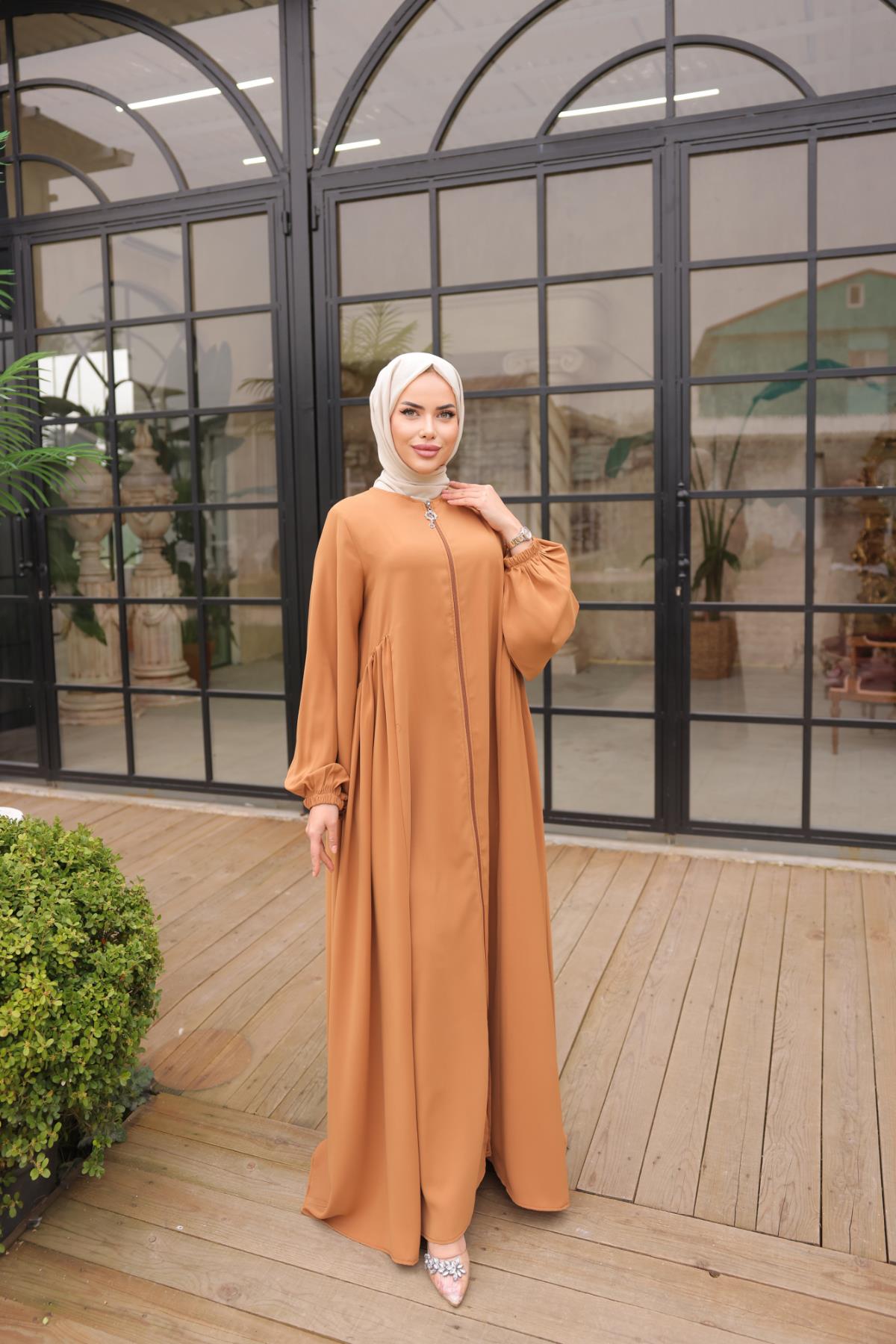 Taba Yandan Büzgülü Ferace Nsr5039