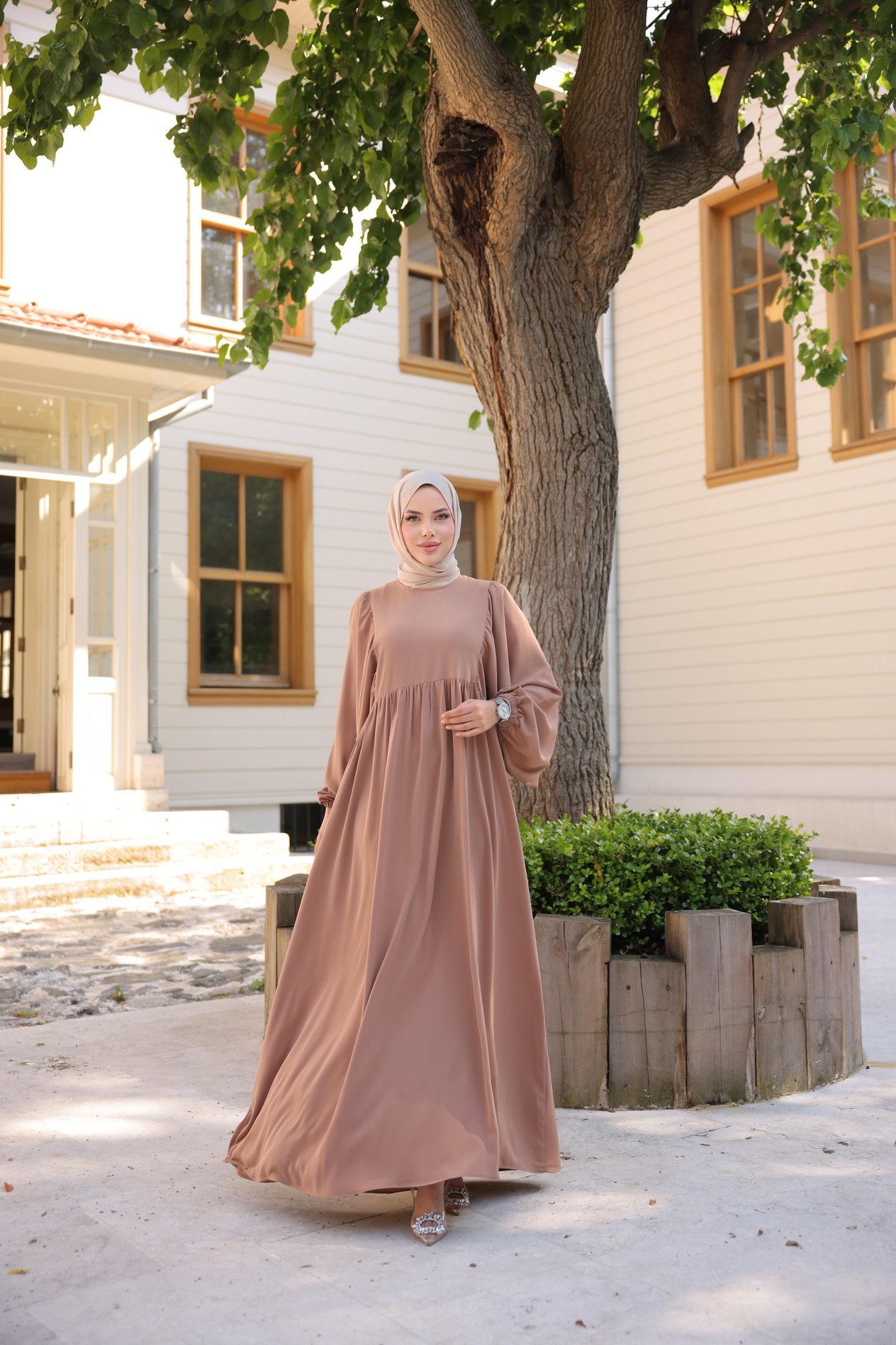 Vizon Balon Kollu Oversize Elbise Nsr 5096