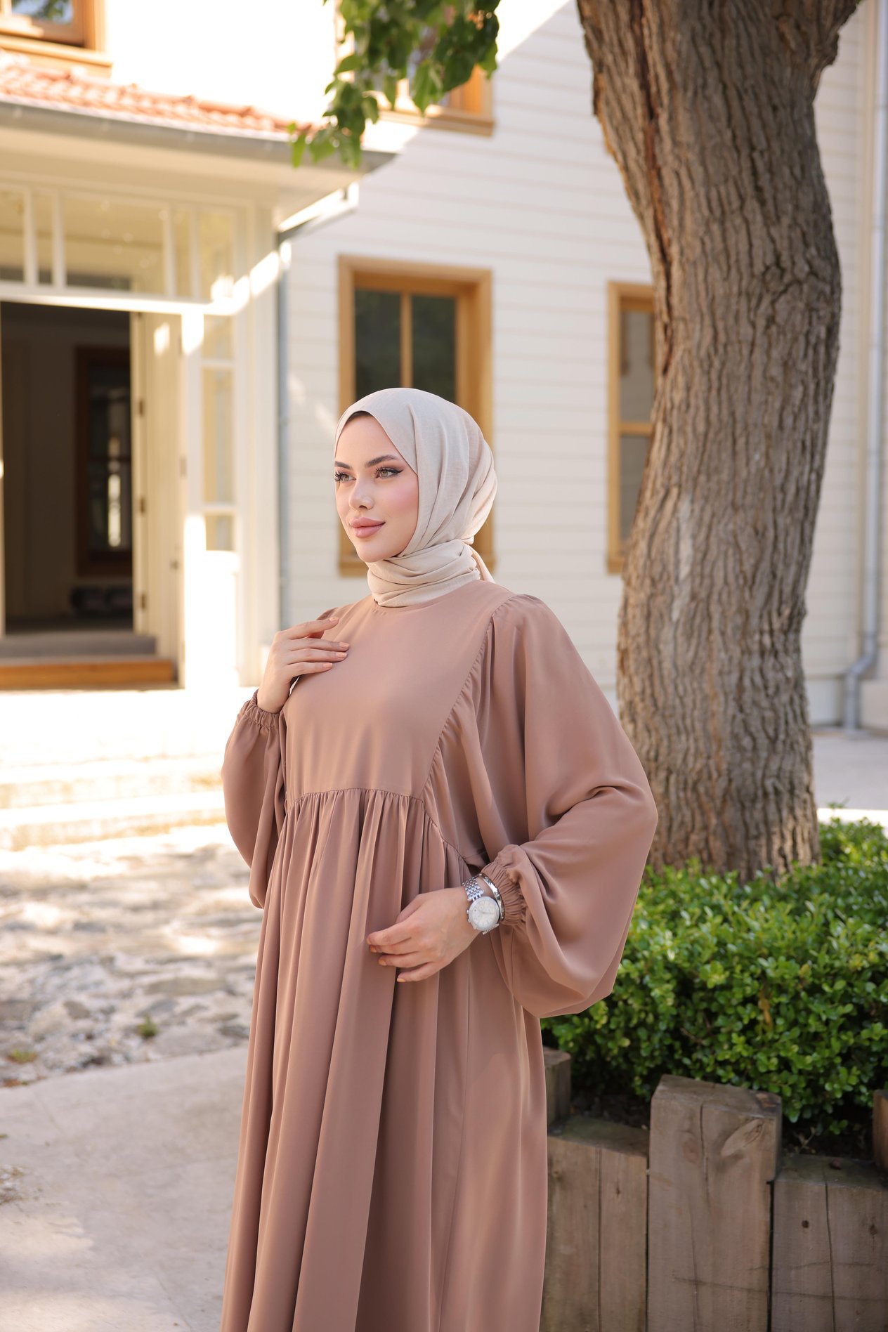 Vizon Balon Kollu Oversize Elbise Nsr 5096