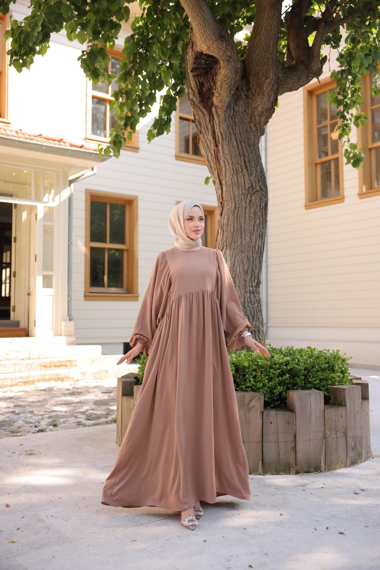 Vizon Balon Kollu Oversize Elbise Nsr 5096