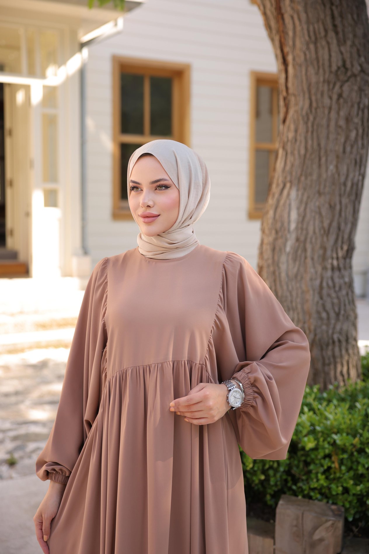 Vizon Balon Kollu Oversize Elbise Nsr 5096