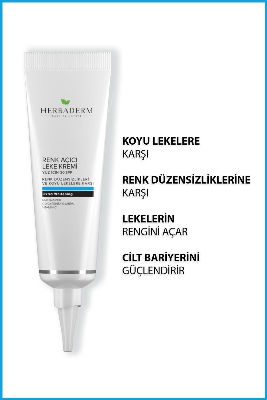 Herbaderm Renk Açıcı Leke Kremi Yüz İçin (30 SPF) 55 Ml
