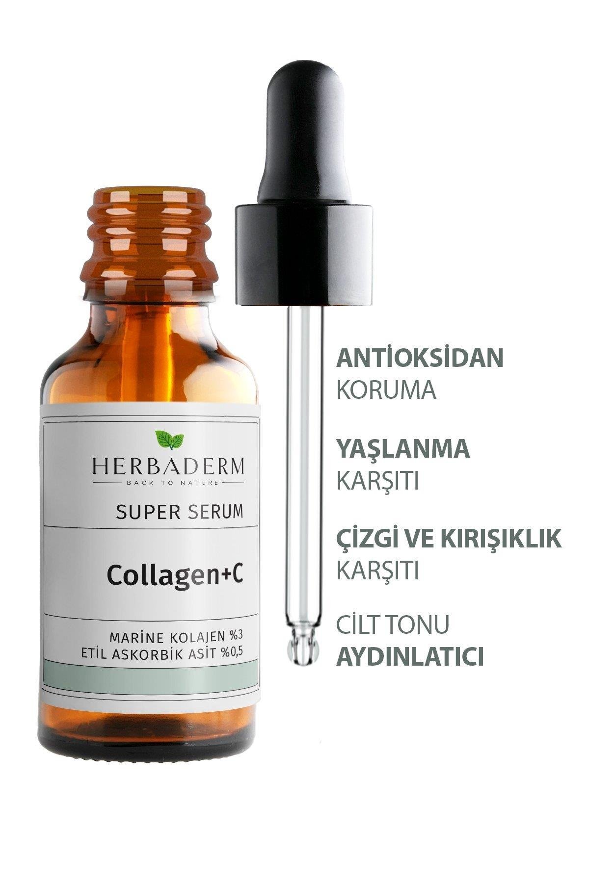 Herbaderm Süper Serum (Collagen+ C Marine Kolajen %3+ 3-O-Etil Askorbik Asit % 0,5) Sıkılaştırıcı ve Aydınlatıcı 30 Ml