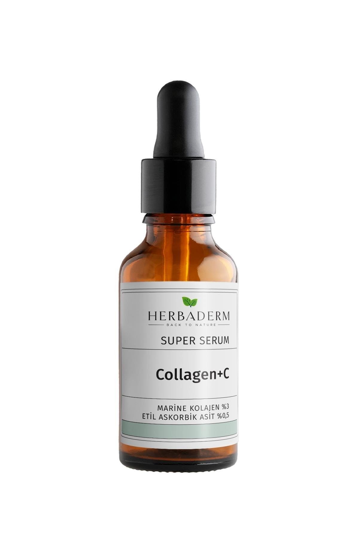 Herbaderm Süper Serum (Collagen+ C Marine Kolajen %3+ 3-O-Etil Askorbik Asit % 0,5) Sıkılaştırıcı ve Aydınlatıcı 30 Ml