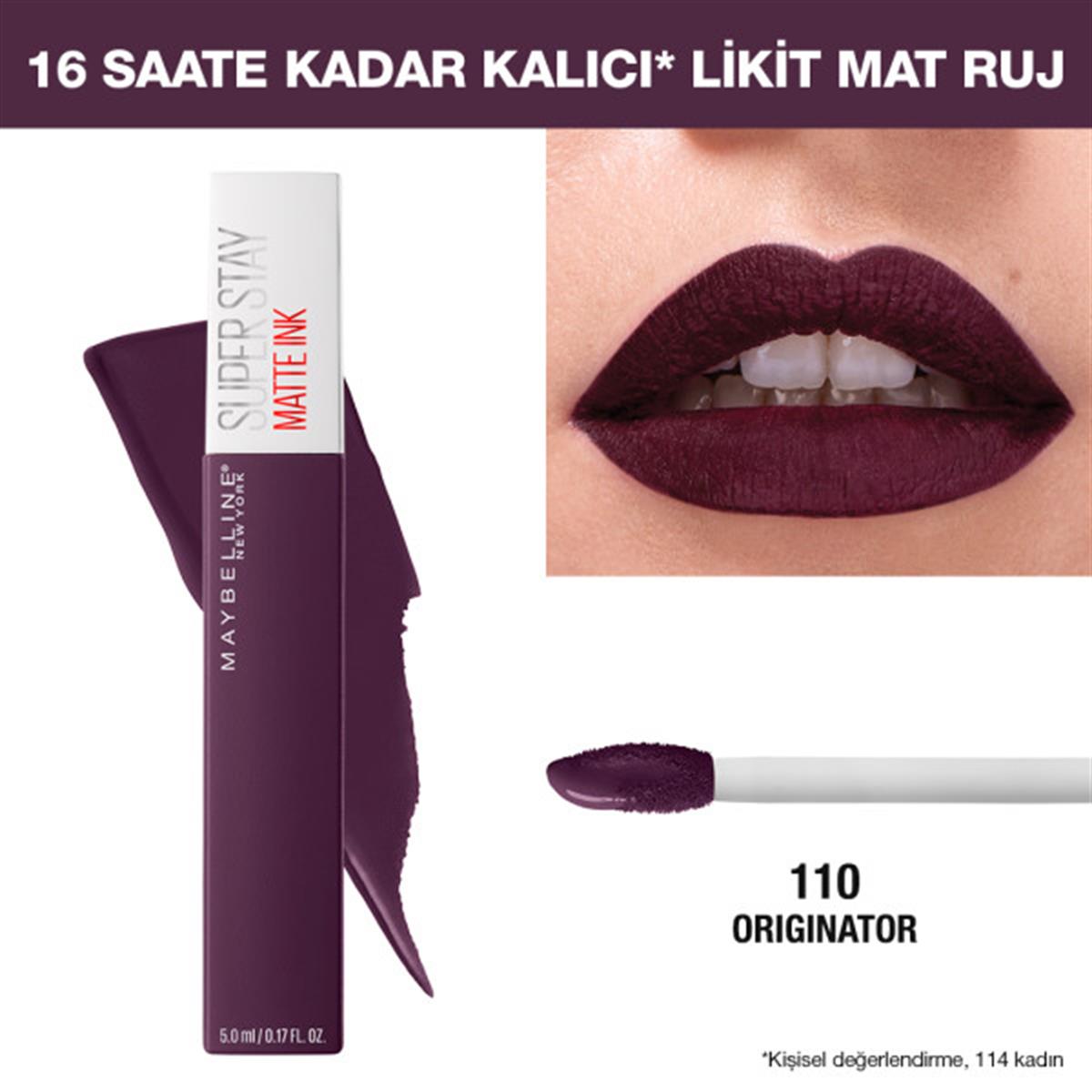 Maybelline Super Stay Matte Likit Mat Ruj - 110 Mor