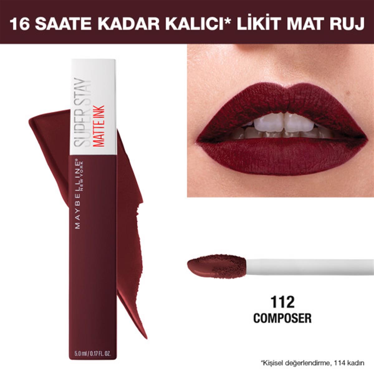 Maybelline Super Stay Matte Mor Ruj 112