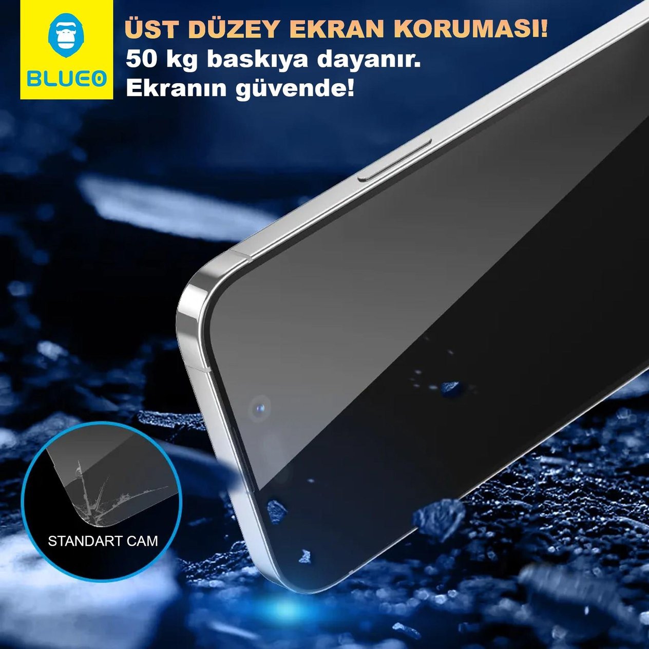 Anti-Dust HD iPhone 15 Pro Max Uyumlu  Ahize ve Ekran Toz Çizik Önleyici Cam Ekran Koruyucu Aparatlı