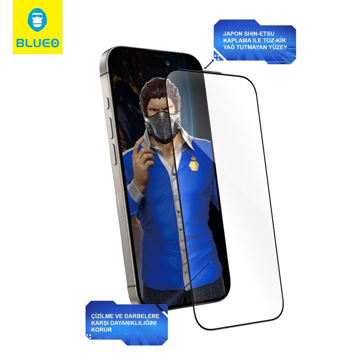 Anti-Dust HD iPhone 15 Pro Max Uyumlu  Ahize ve Ekran Toz Çizik Önleyici Cam Ekran Koruyucu Aparatlı