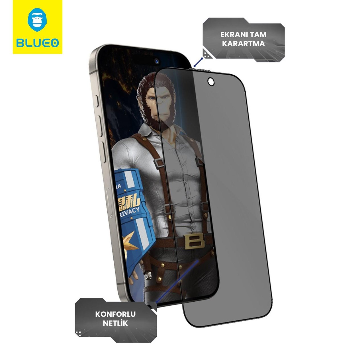 Anti-Peep Privacy iPhone 12 Pro Uyumlu Hayalet Full Cam Ekran Koruyucu Göz Yormayan HD Görüntü