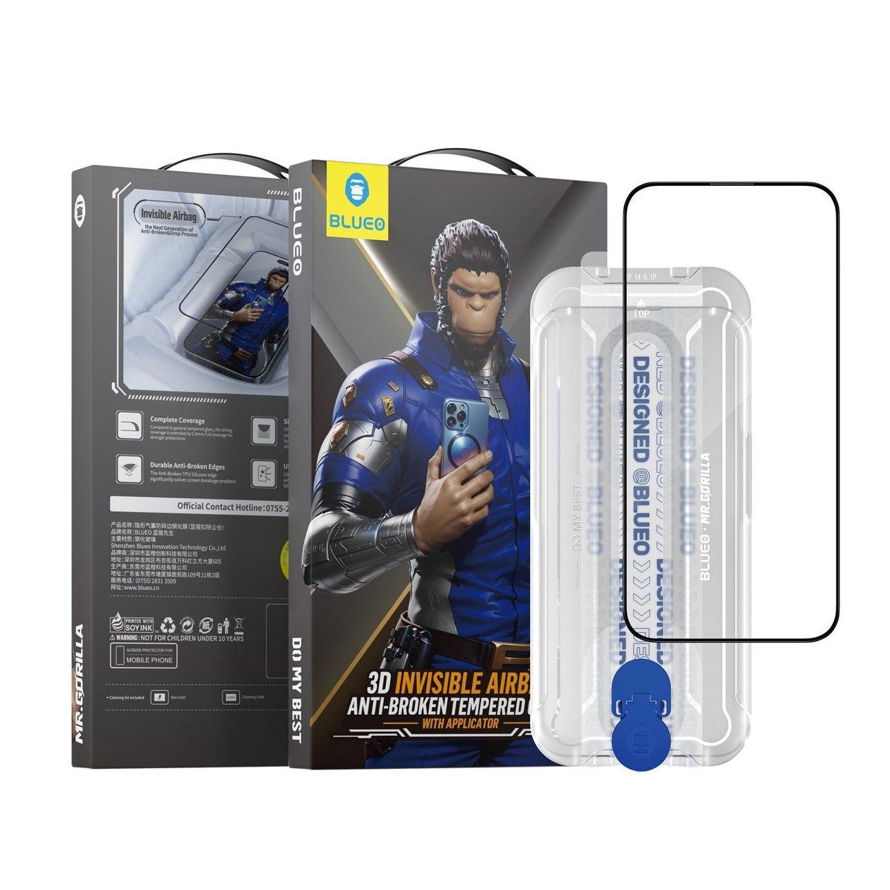 Blueo 15 Pro Max Uyumlu 3D Invisible Airbag Anti-Broken Uygulama Aparatlı Cam Ekran Koruyucu