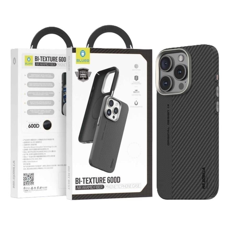 Blueo Bi-Texture 15 Pro Max Uyumlu  Magnetic 600D Air Aramid Fiber  Telefon Kılıfı