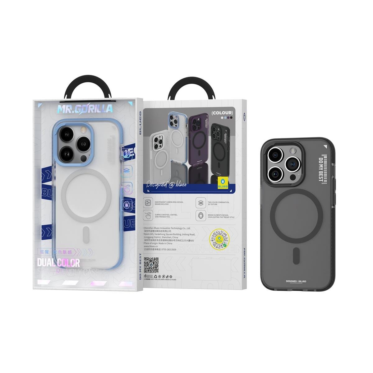 Blueo Dual Color Skin Friendly Magsafe Kılıf iP 14 Pro Siyah