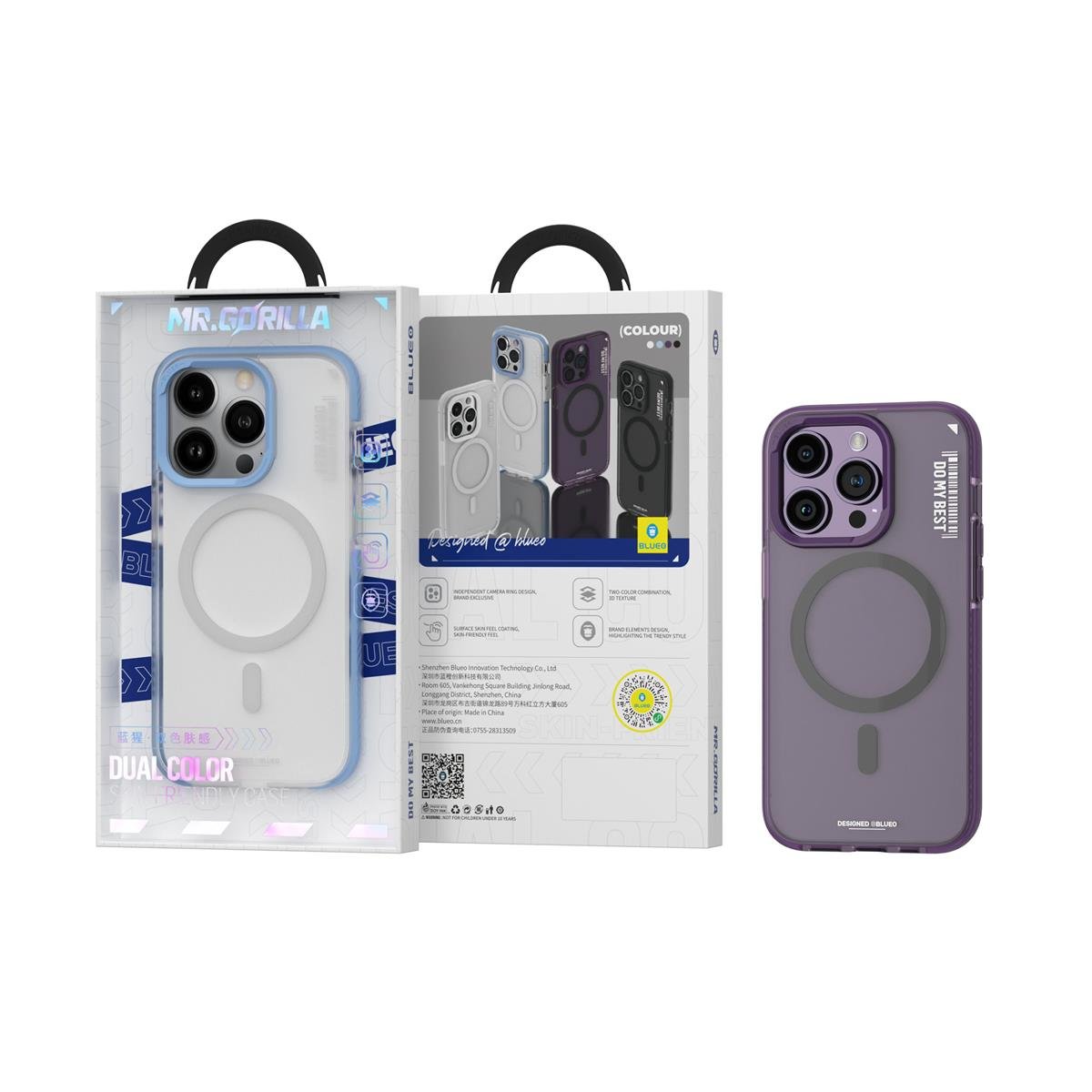 Blueo  Dual Color Skin Friendly Magsafe Kılıf iP 14 Pro Max Mor