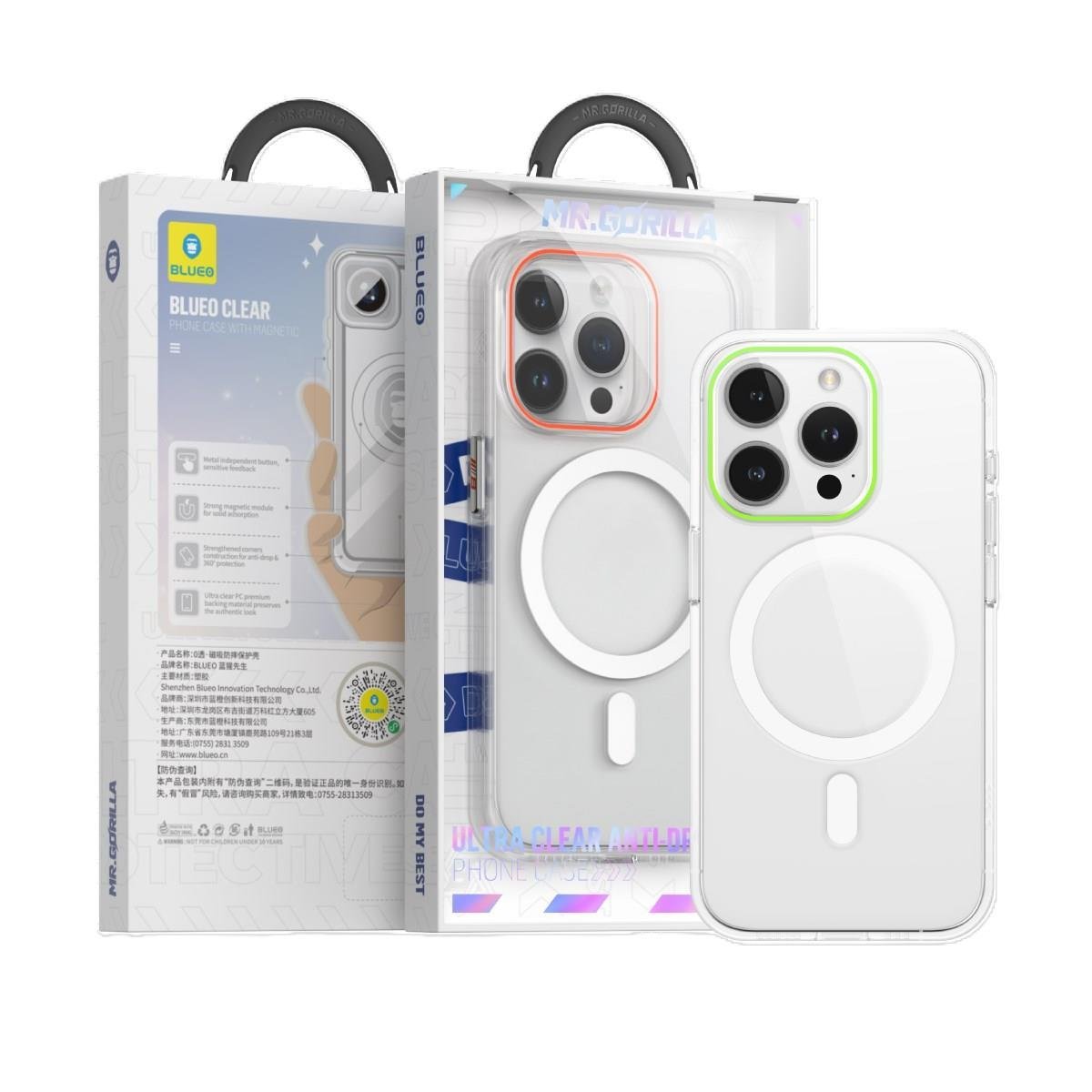 Blueo iP 15 Uyumlu Yeşil  Ultra Clear Anti-Drop with Magnetic Telefon Kılıfı