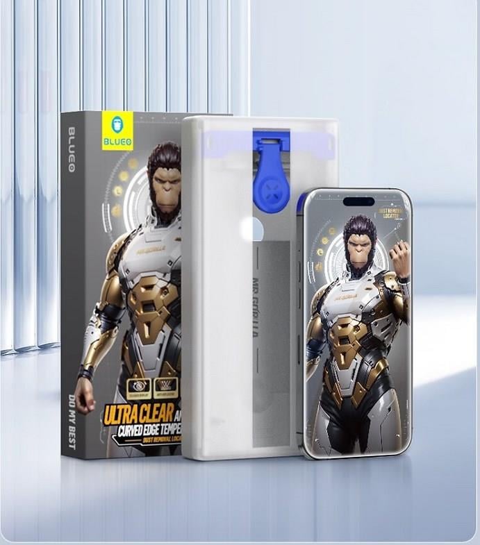 Blueo iPhone 16 Pro 3D Curved Anti-Reflective Yansıma Önleyici Uygulama Aparatlı Cam Ekran Koruyucu