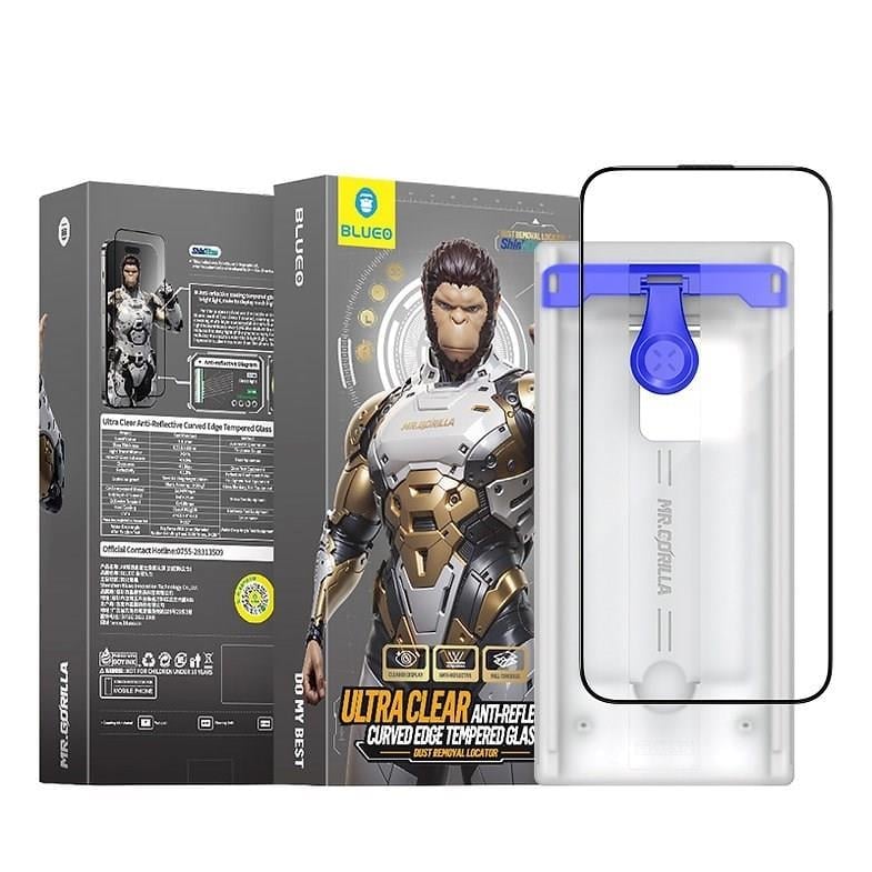 Blueo iPhone 16 Pro 3D Curved Anti-Reflective Yansıma Önleyici Uygulama Aparatlı Cam Ekran Koruyucu