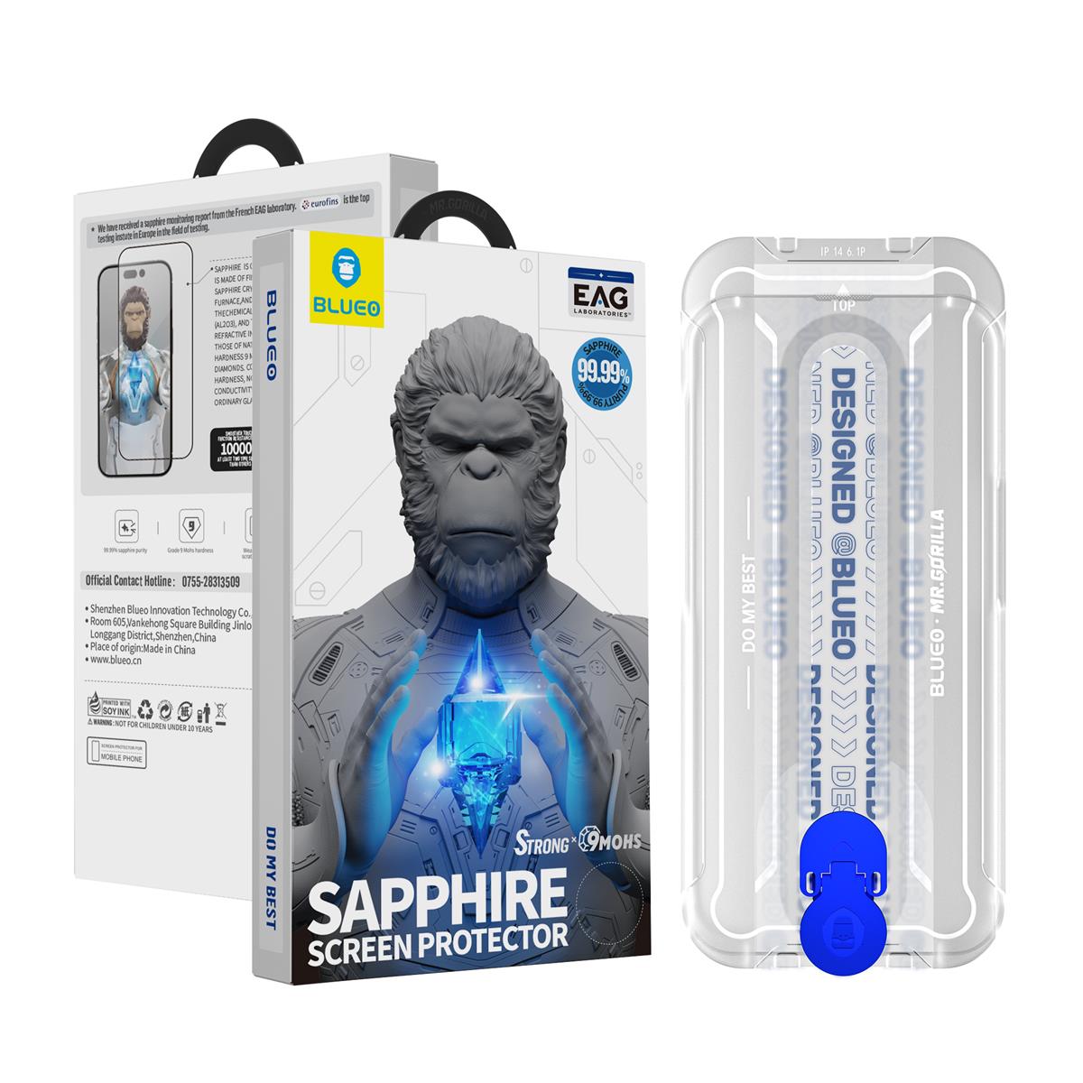 Blueo Sapphire Anti-Static Uygulama Aparatlı Ekran Koruyucu iP 14 Pro Max