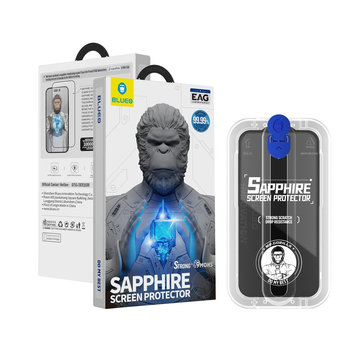Blueo Sapphire Anti-Static Uygulama Aparatlı Ekran Koruyucu iP 14/13/13 Pro Max