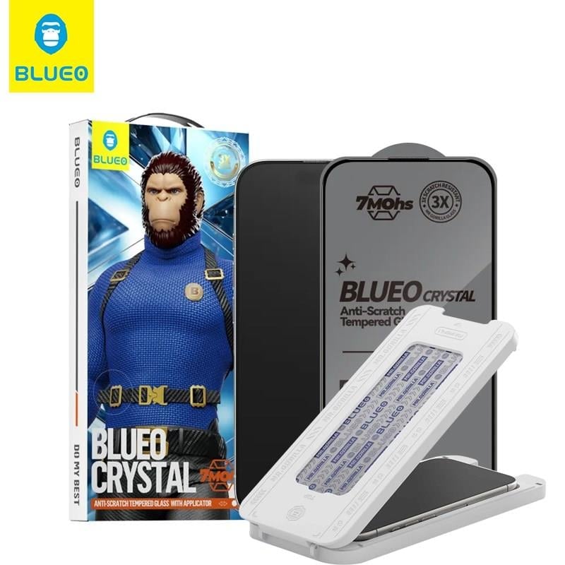 Crystal iPhone 16 Pro Max Uyumlu 7 MOhs Sertlik 3 Kat Çizilmeye Dayanıklı Cam Ekran Koruyucu Aparat