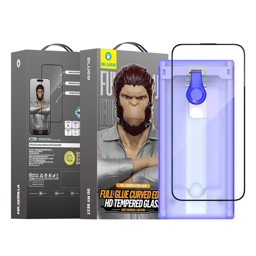 iP 15 Pro Max Uygulama Aparatlı Full Glue Curved Temperli Anti-Static HD Cam Ekran Koruyucu