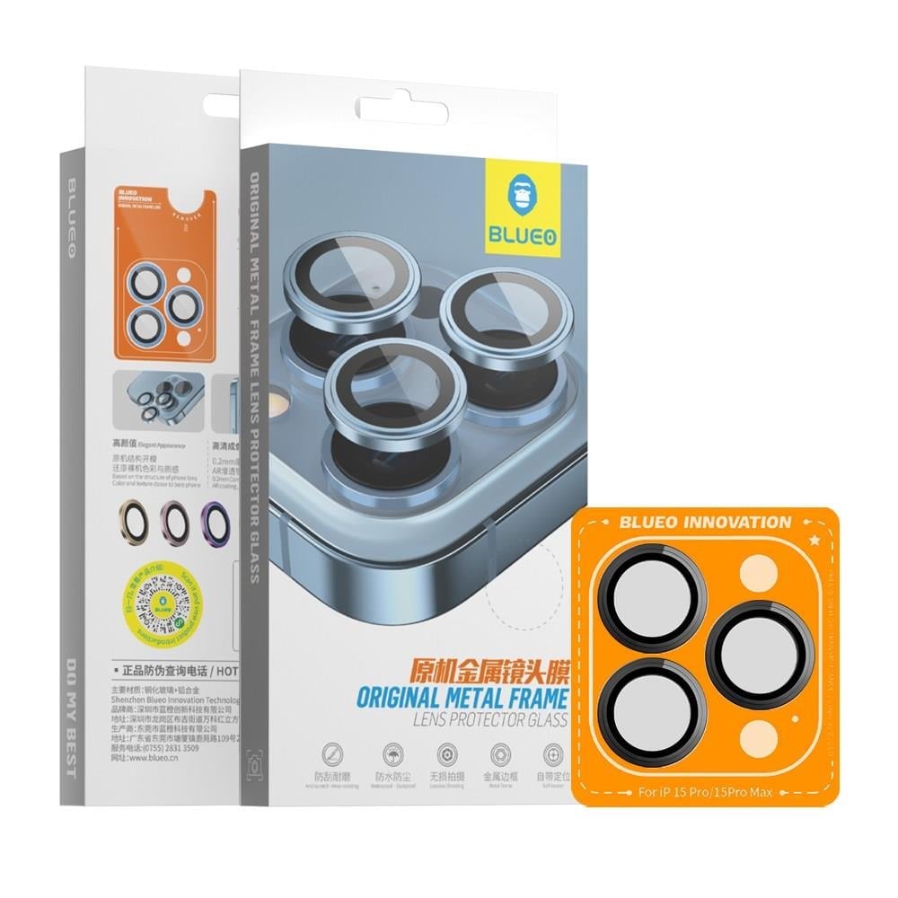 Ip 15 Pro Max Uyumlu Orijinal Metal Çerçeve Kamera Lens Koruyucu Siyah