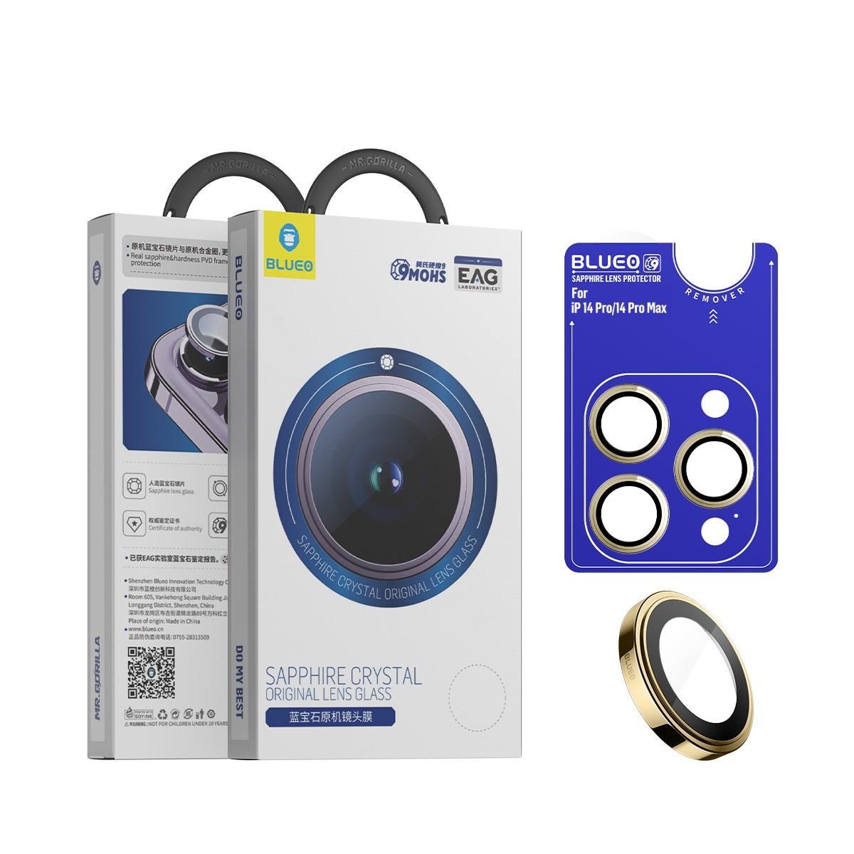 iPhone 14 Pro Max ve 14 Pro Altın Sapphire Crystal Safir Lens Koruyucu