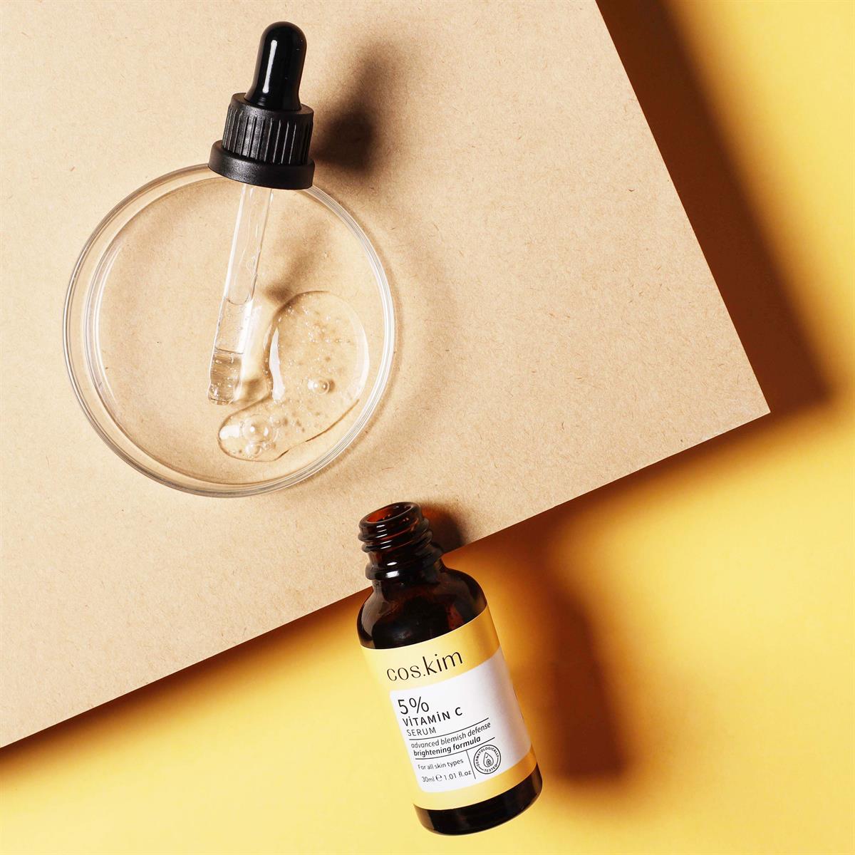  5% C Vitamini Leke Giderici ve Aydınlatıcı, Antioksidan Cilt Bakım Serumu | 5% Vitamin C Serum 30 ml