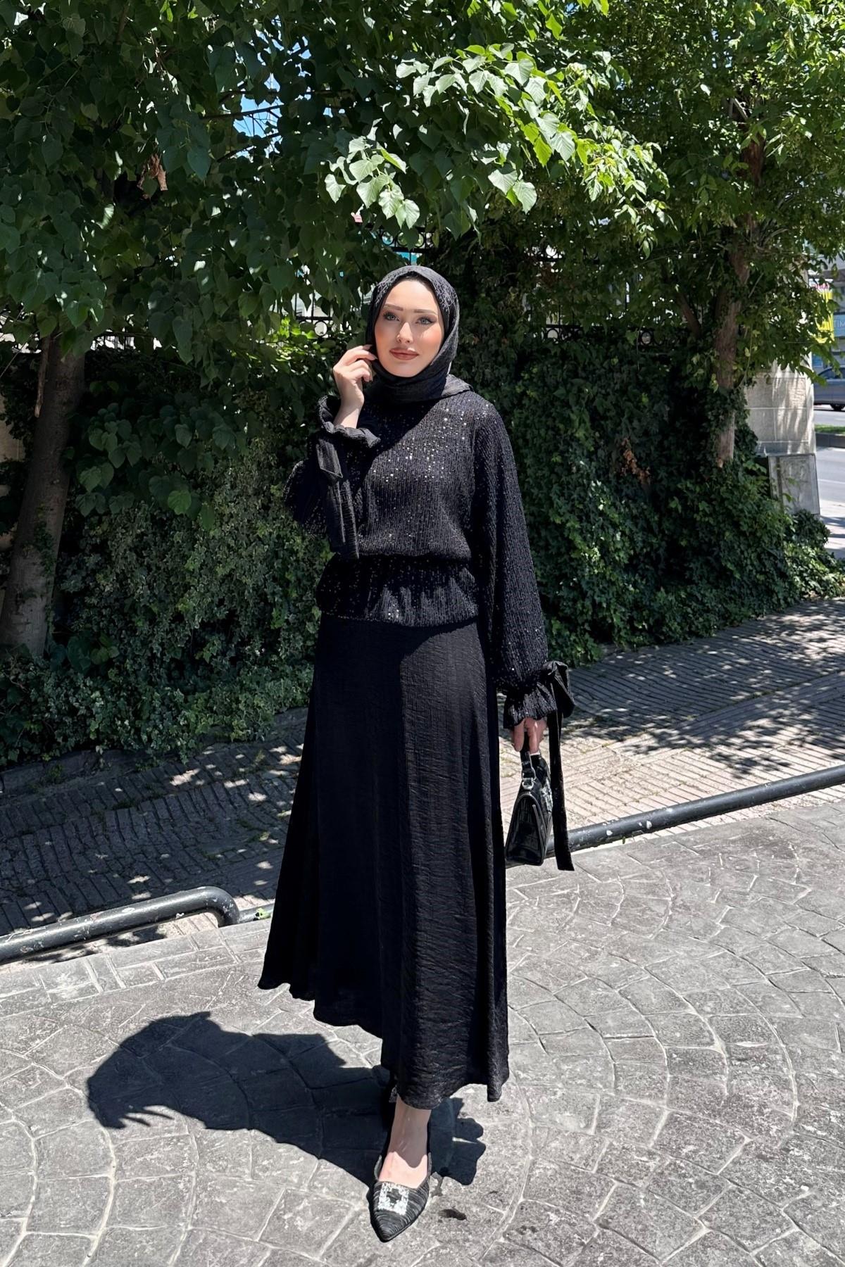 Payetli  Takım SİYAH