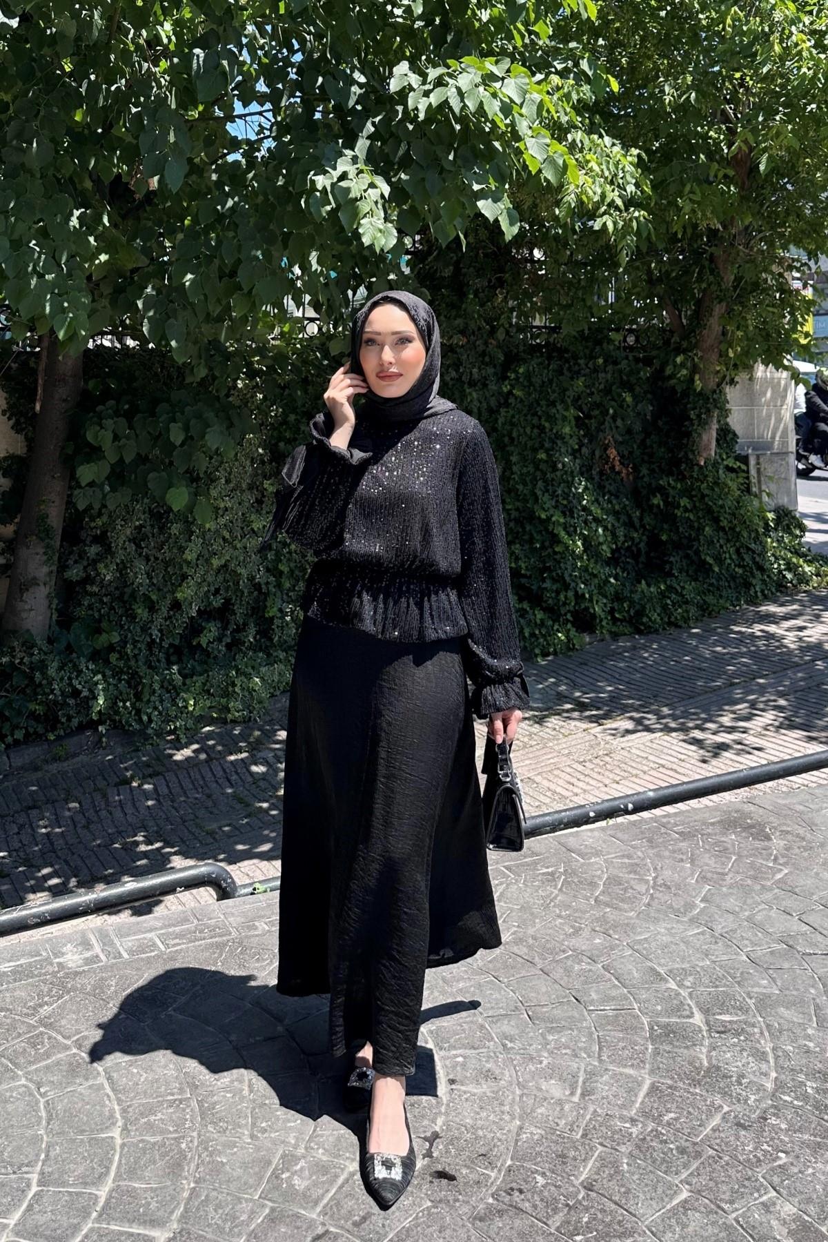 Payetli  Takım SİYAH