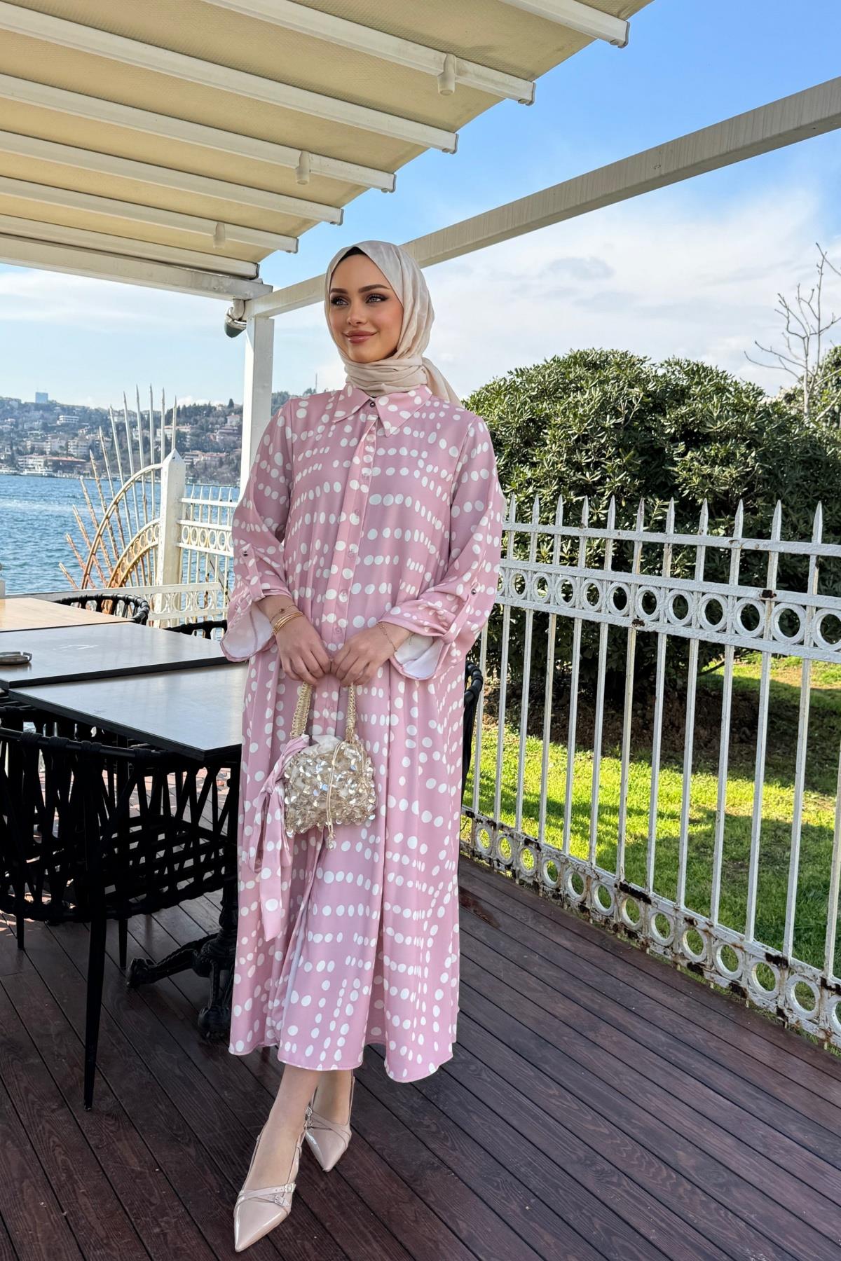 Puantiye Elbise PEMBE