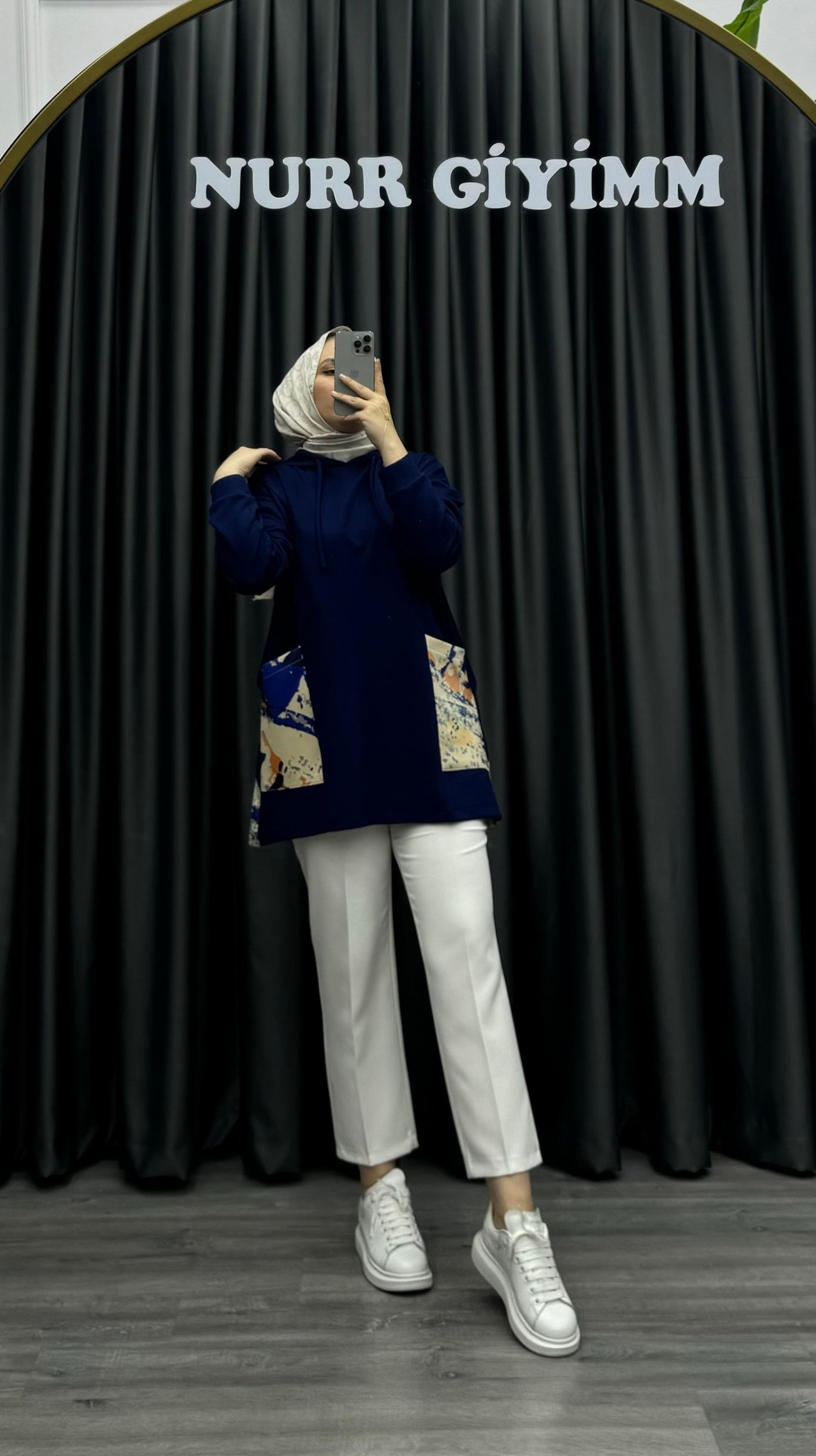 Bqre Desenli Tunik Lacivert (7777)